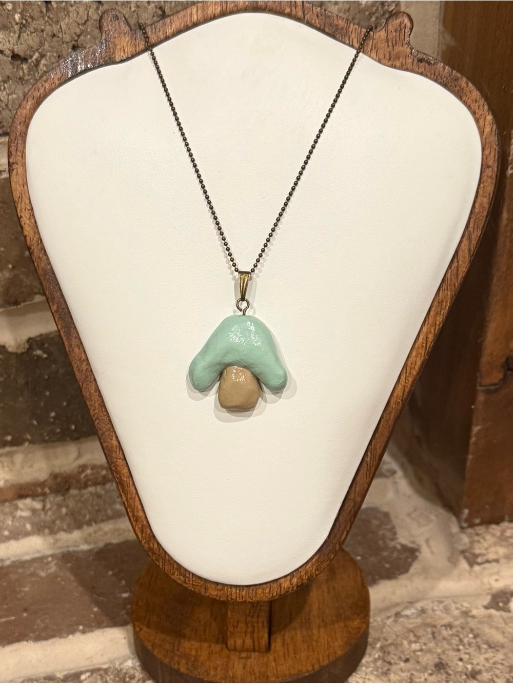 Mint Green Mushroom Pendant Necklace